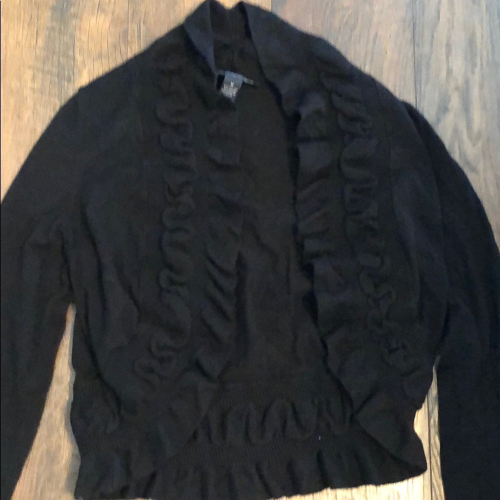 INC Black Ruffle Sweater - Picture 2 of 3